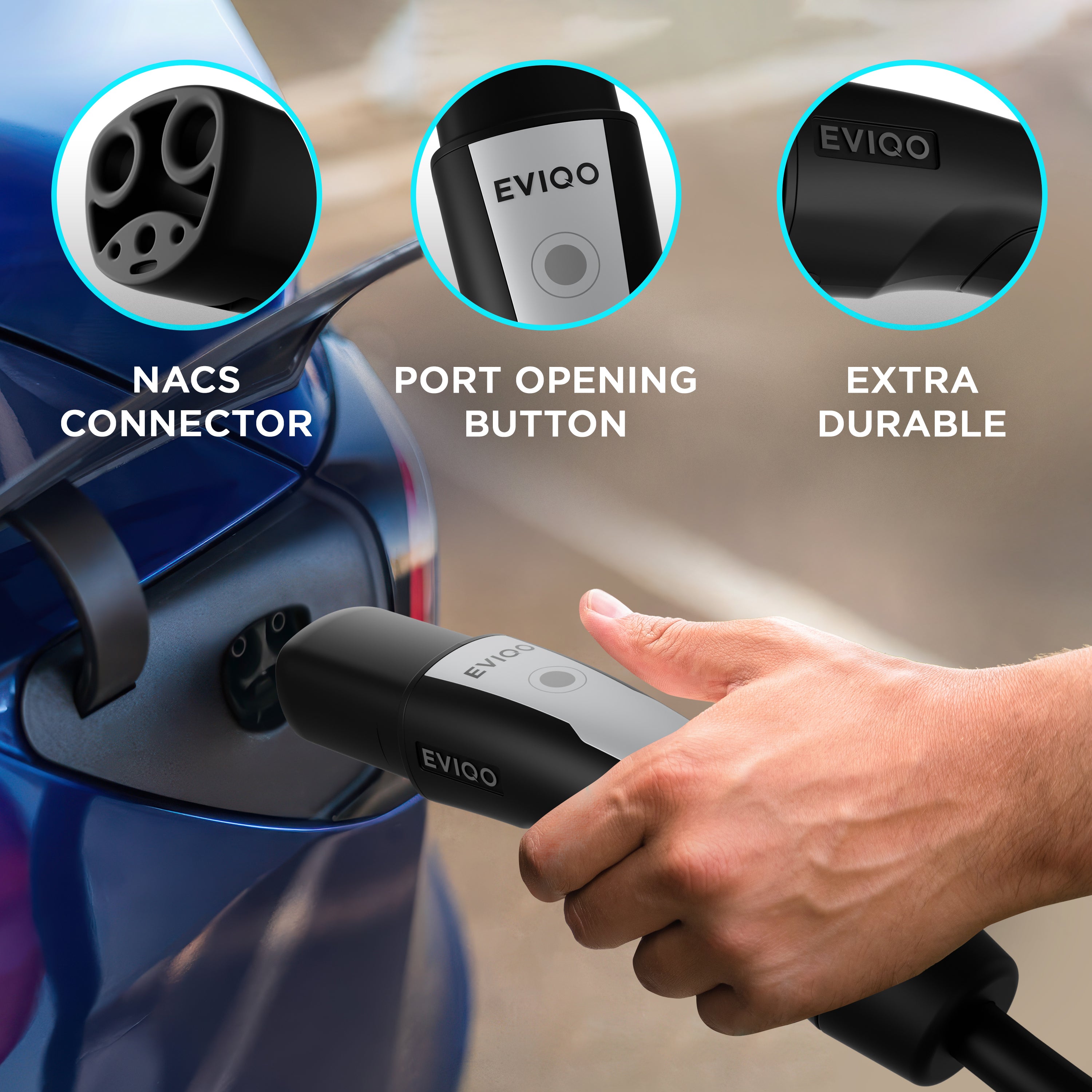 EVIQO Level 2 EV Charger - NACS Charger Compatible with Tesla - 40 Amp
