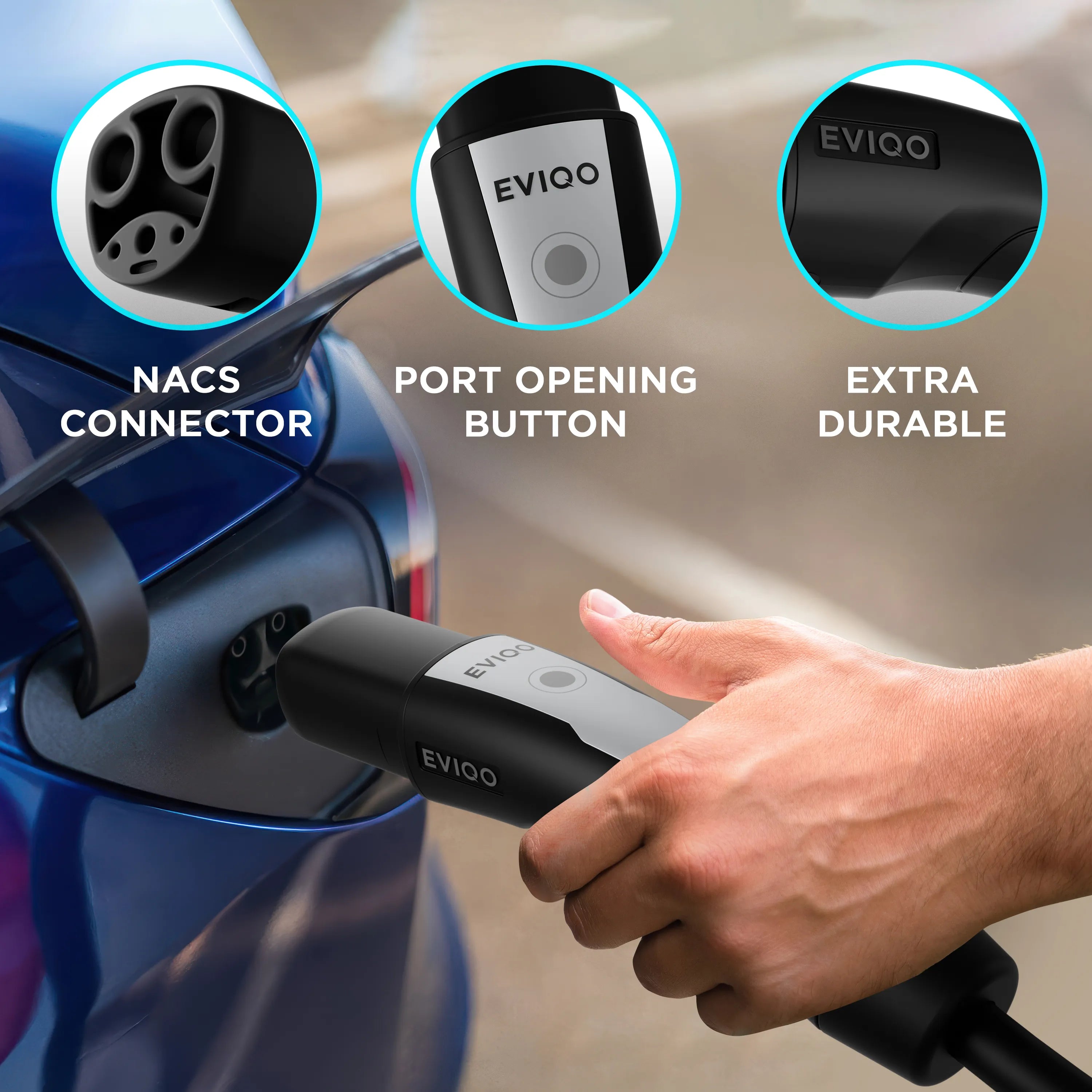 EVIQO Level 2 EV Charger Hardwired - NACS Charger Compatible with Tesla - 48 Amp