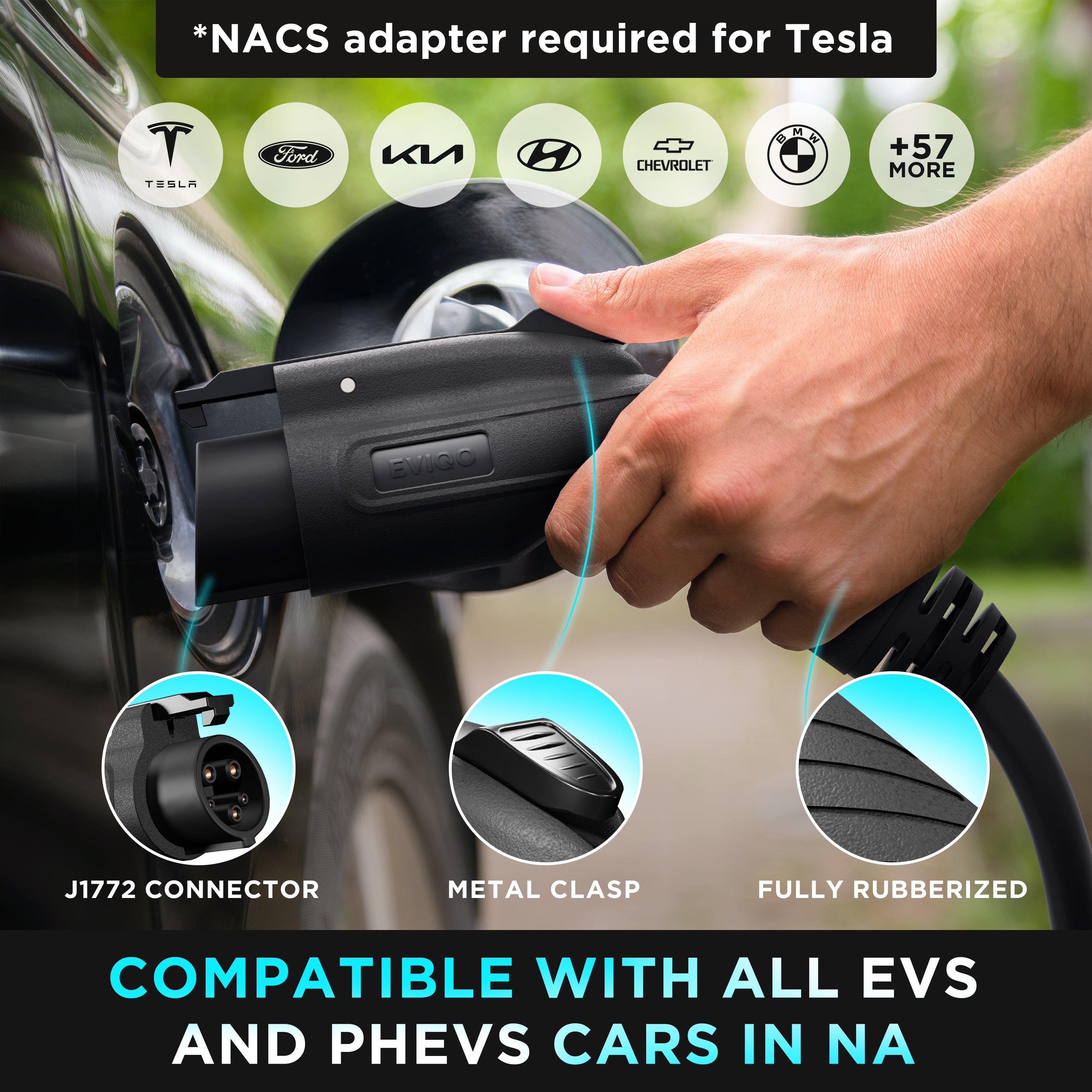 EVIQO Level 2 EV Charger GEN 2 NEMA 14-50 PLUG-IN (240V) - 40 Amp