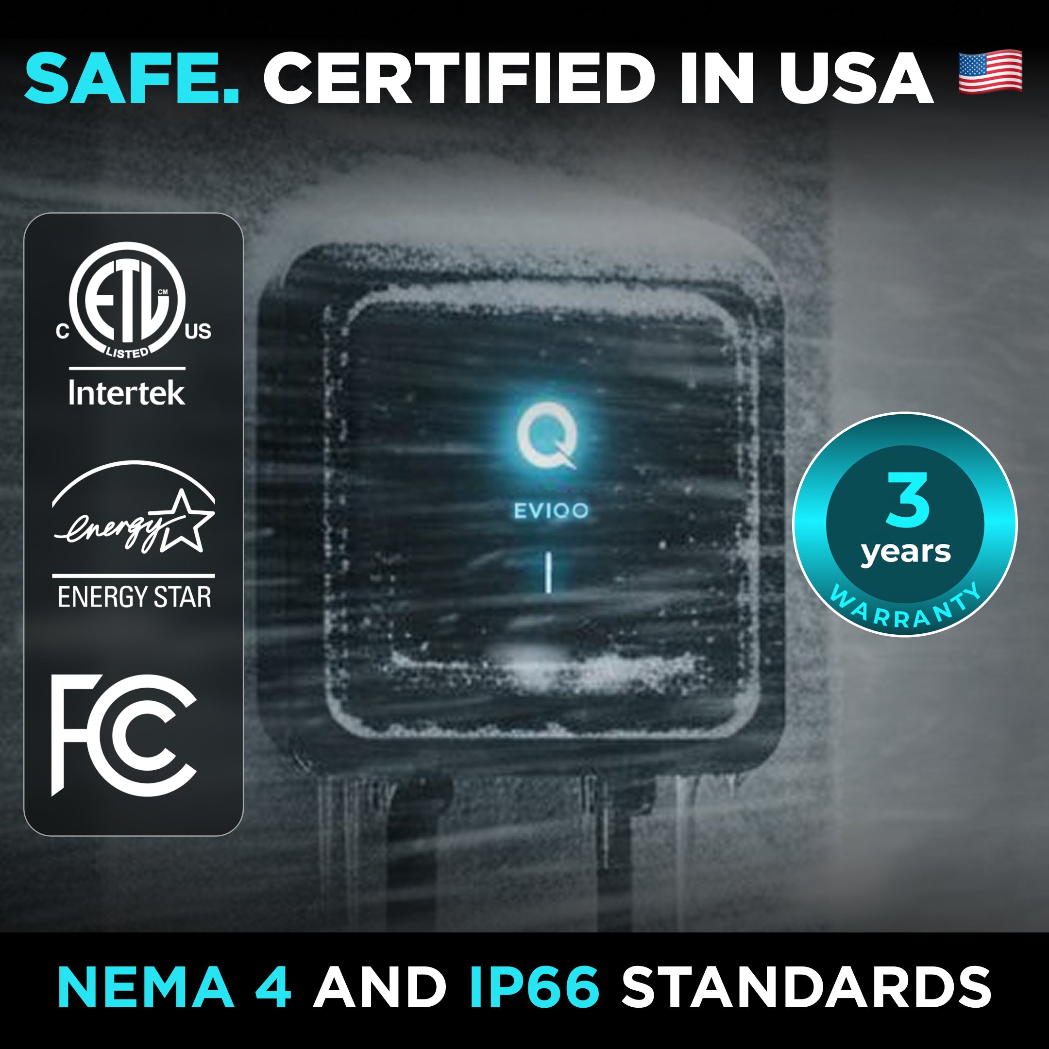 EVIQO Level 2 EV Charger GEN 2 NEMA 14-50 PLUG-IN (240V) - 40 Amp