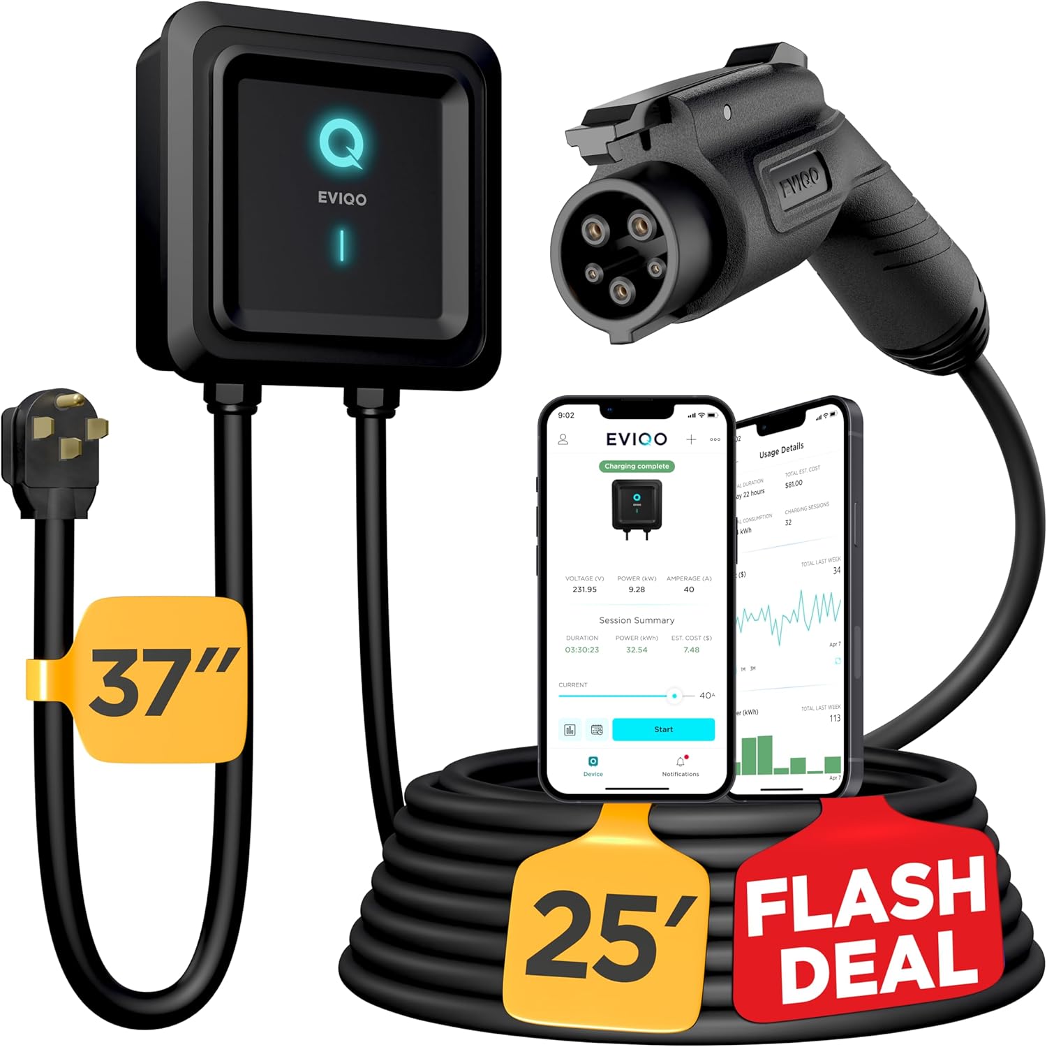 EVIQO Level 2 EV Charger Plug In Version (240V)