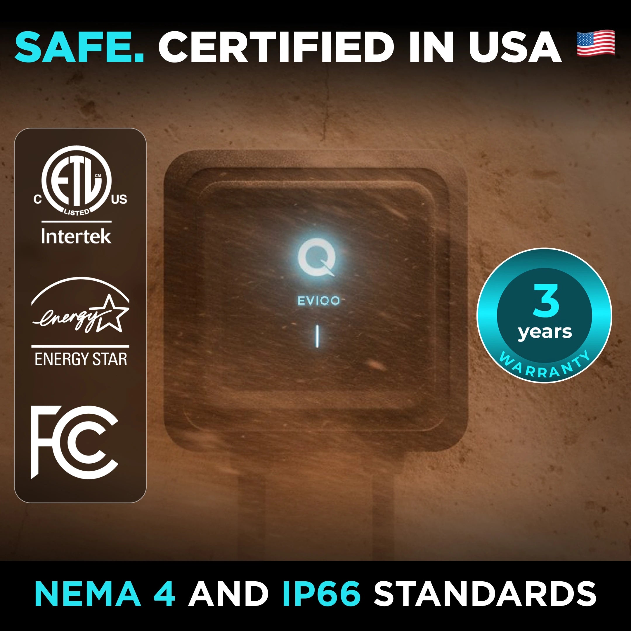 EVIQO Level 2 EV Charger Hardwire Version (240V) – 48 Amp