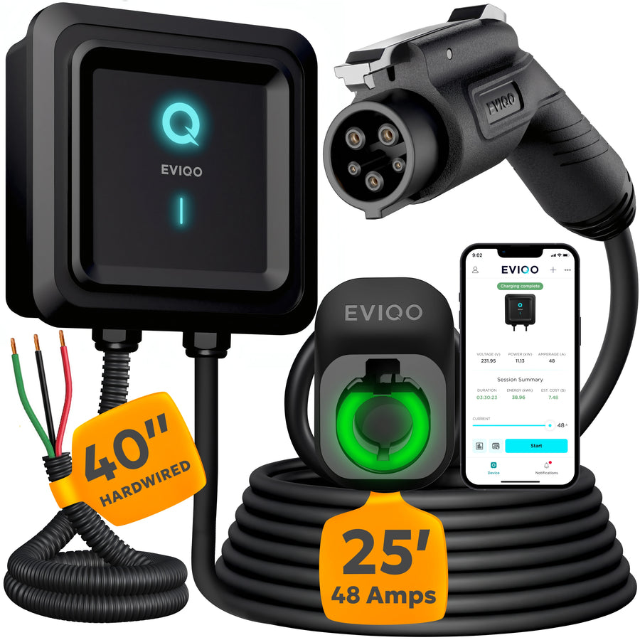 EVIQO Level 2 EV Charger Hardwire Version (240V) – 48 Amp (By Default)