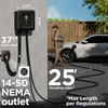 EVIQO Level 2 EV Charger 48 Amps – NEMA 14-50 Plug, J1772 25' Cable, WiFi (2.4 GHz) Smart App - Weatherproof Indoor/Outdoor (IP66,NEMA 4) UL, ETL Certified