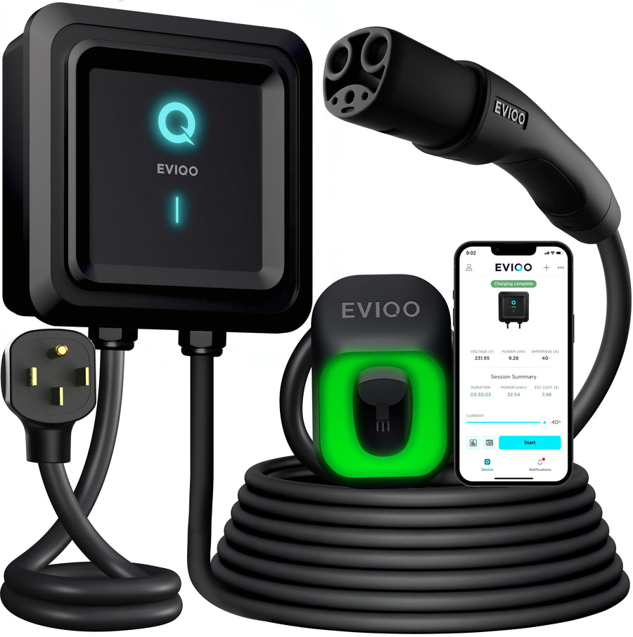 EVIQO NACS Level 2 EV Charger, 40A (9.6kW), 240V, NEMA 14-50 Plug In, for Tesla EVs